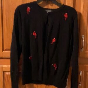 Gently used ladies cardigan with cardinals size large
